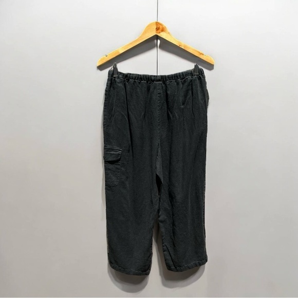 🌻Coldwater Creek Black Linen Blend Wide Leg Patch Pocket Casual Pants Size M - Picture 3 of 7